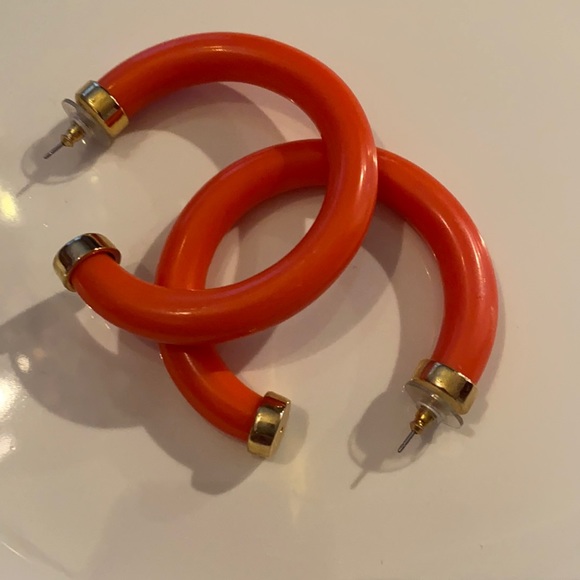 Orange enamel hoop earrings - Picture 1 of 1